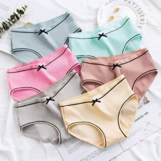 [Set 10 quần] Quần lót nữ Muji cotton gân tăm phối nơ xinh