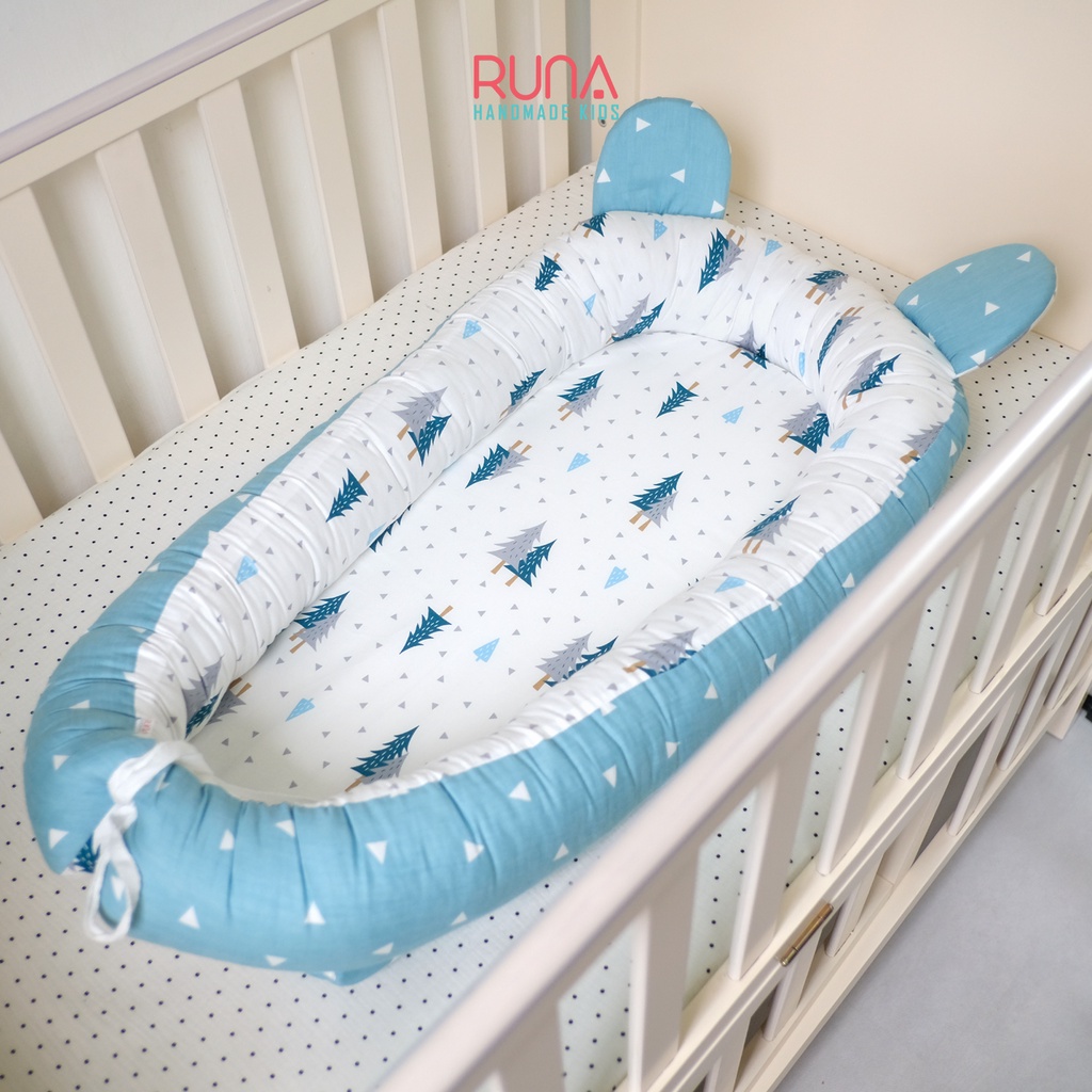 Nôi ngủ chung giường cho bé RUNA KIDS chất liệu Cotton Hàn cao cấp mềm mịn thoáng mát an toàn cho da bé