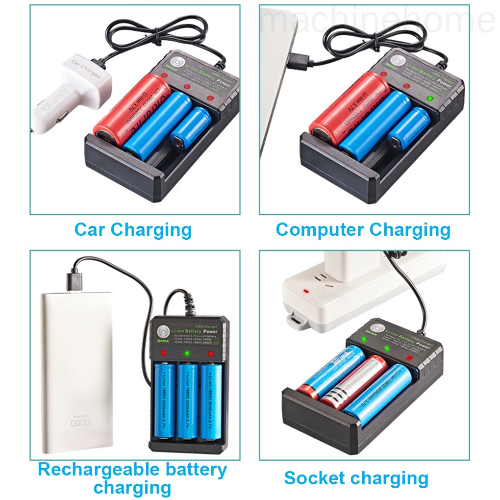 Đế sạc pin Lithium 18650 3 ngăn kèm giá đỡ tiện dụng
