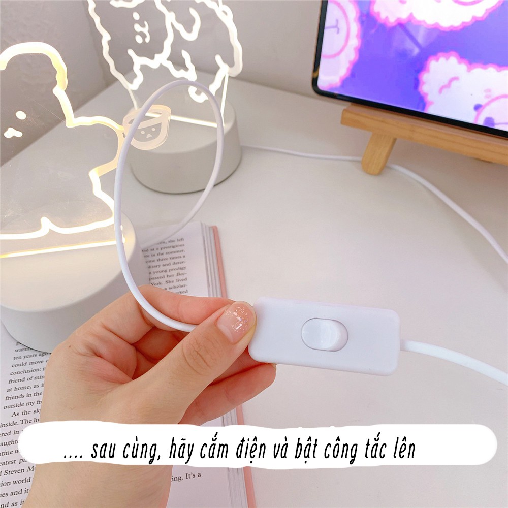 Đèn Ngủ Để Bàn Mini LED Chiếu Hình Vàng Ấm Cute