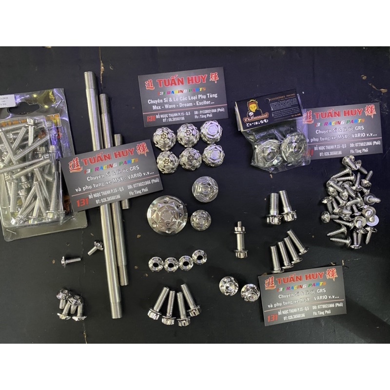 Combo full xe ốc salaya inox 304 cho honda yamaha wave dream sirius fu future led wave 2017 blade