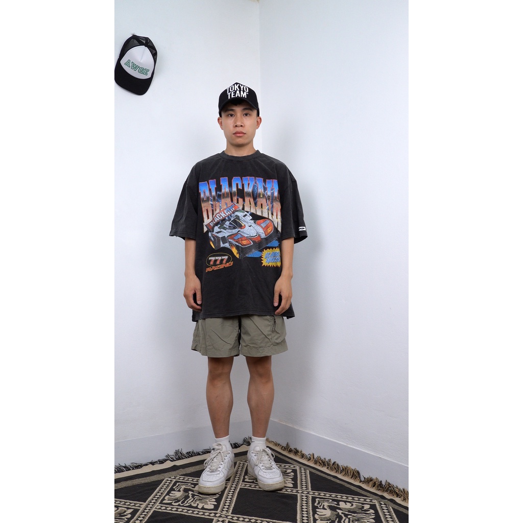 Áo thun xe đua wash vintage unisex chính hãng BLACKAIR