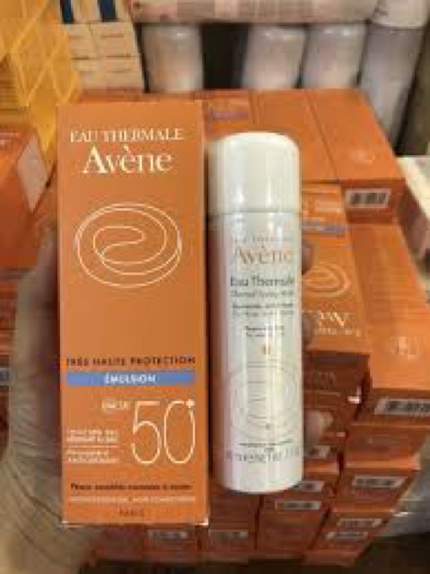 Set kem chống nắng Avene Fluide tặng kèm xịt khoáng 50ml