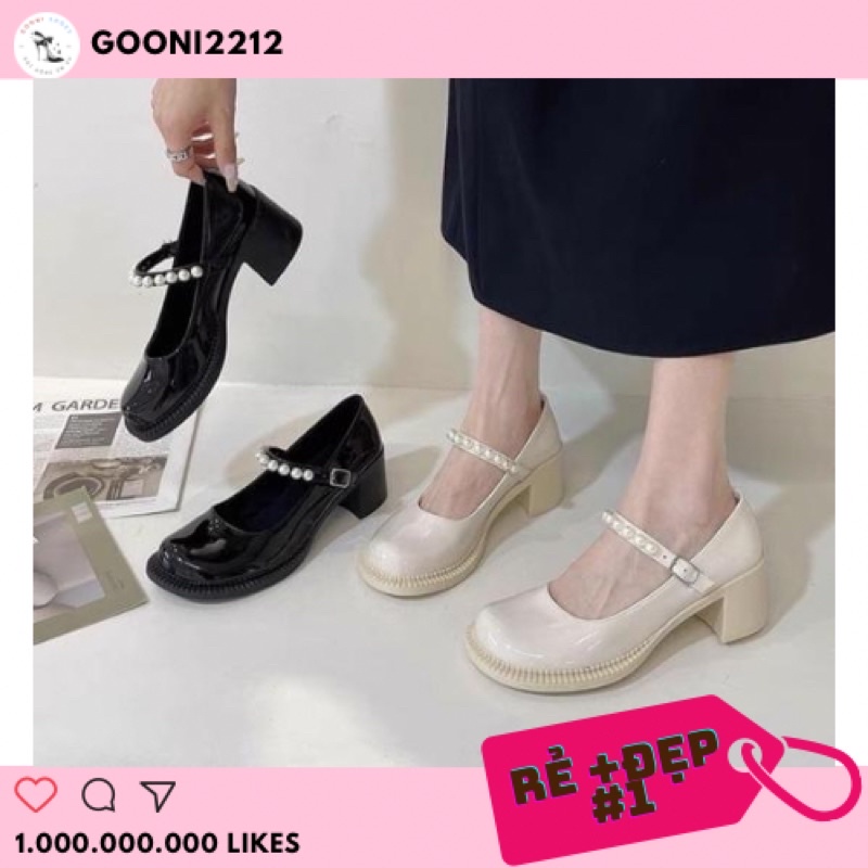 Giày maryjane đính ngọc phong cách Nhật Bản thời trang lolita dành cho nữ