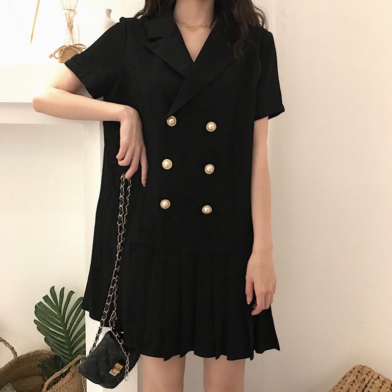 Đầm Nữ Màu Đen Cài Khuy Kiểu Thanh Lịch Duyên Dáng