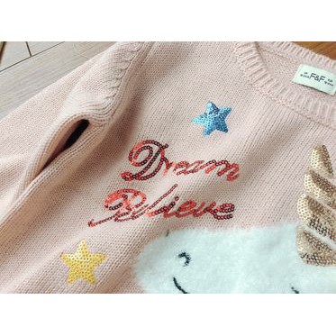 Áo bé gái, Áo len FF Unicorn hồng dư xịn xinh xắn ALBGFF