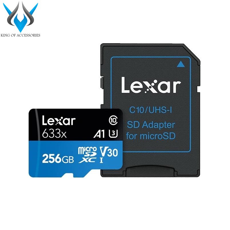 Thẻ Nhớ MicroSDXC Lexar 256GB A1 V30 633x U3 4K 95MB/s (Xanh) - kèm Adapter