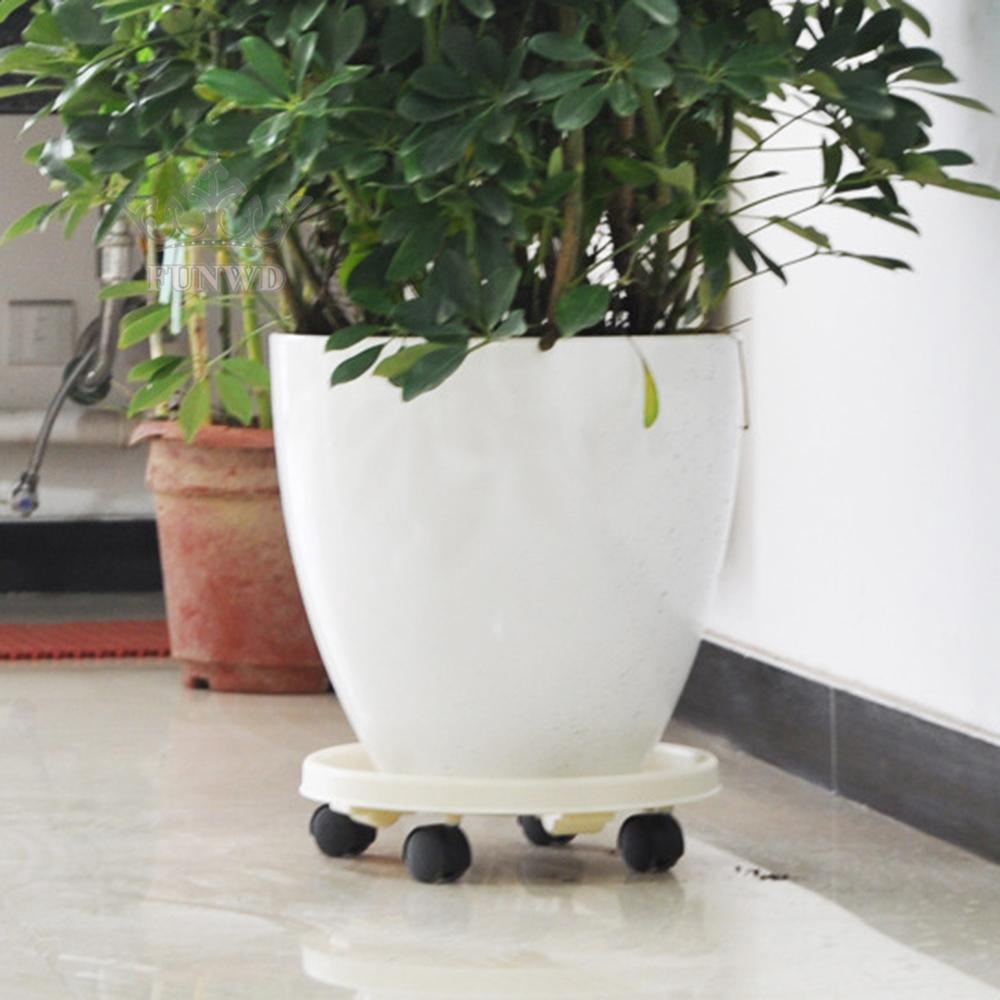 Khay bánh xe di chuyển chậu hoa resin trang trí vườn/cửa sổ/ban công