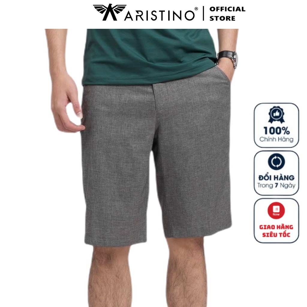 Quần Short Nam Aristino ASO025S9 Quần Short Thể Thao Màu Xám Đậm Dáng Regular Fit