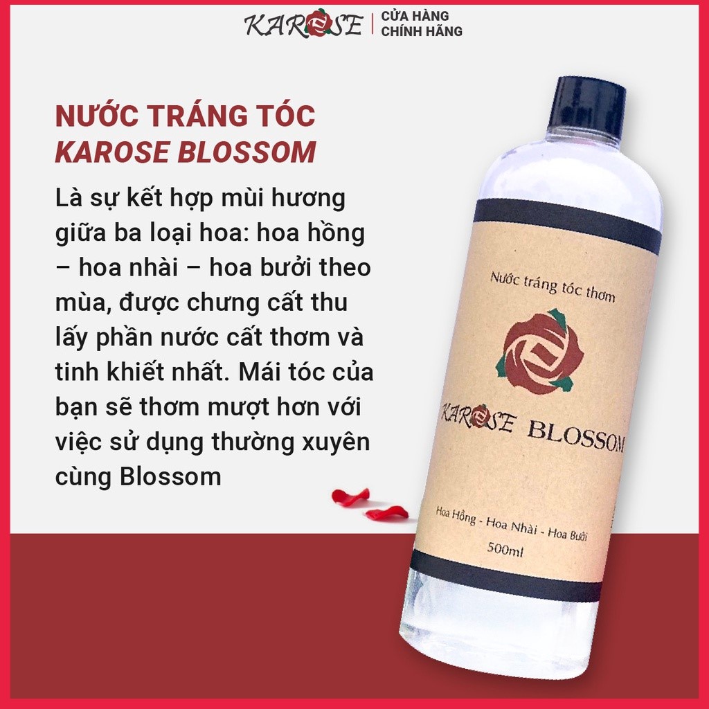 Nước Tráng Tóc mùi thơm tự nhiên từ hoa hồng, nhài, bưởi, không hóa chất Karose Blossom 500ml