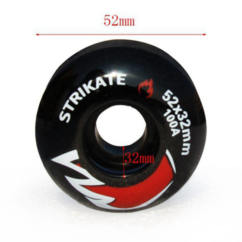 STRIKATE 4Pcs Skateboard Wheels PU Skateboard Parts & Free 8Pcs Bearings Black 52mmx30mm Wheels 100A High-Density,White