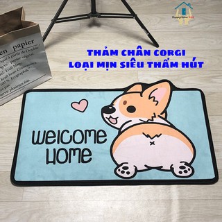 Thảm chùi chân chống trượt 3D hình chó Corgi mẫu mới,thảm chống trượt, thảm lau chân hình thú siêu thấm hút loại mịn đẹp