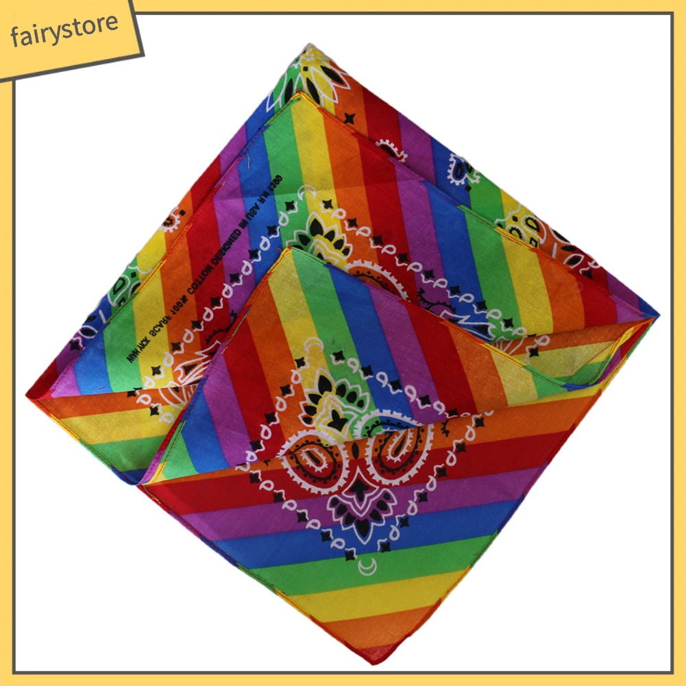 Băng đô kèm khăn quàng họa tiết sọc hoa màu cầu vồng xinh xắn