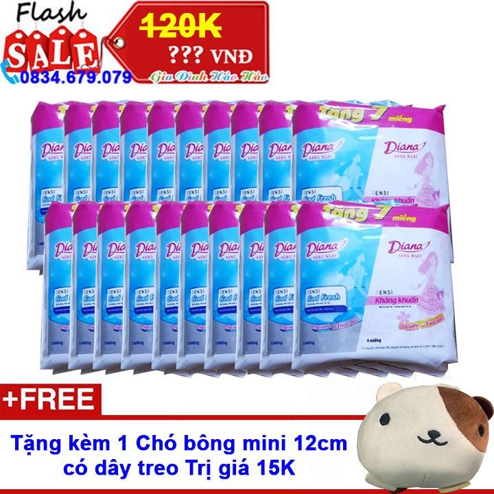 Combo 20 Gói x 7 miếng BVS Diana Hằng ngày Hàng tặng = 140 miếng + Tặng kèm Chó bông mini