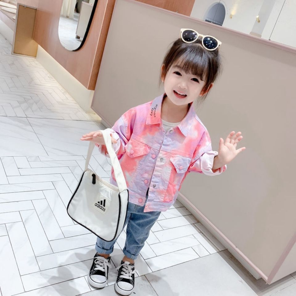 Áo Khoác Denim Họa Tiết Rằn Ri Cá Tính Cho Bé Gái