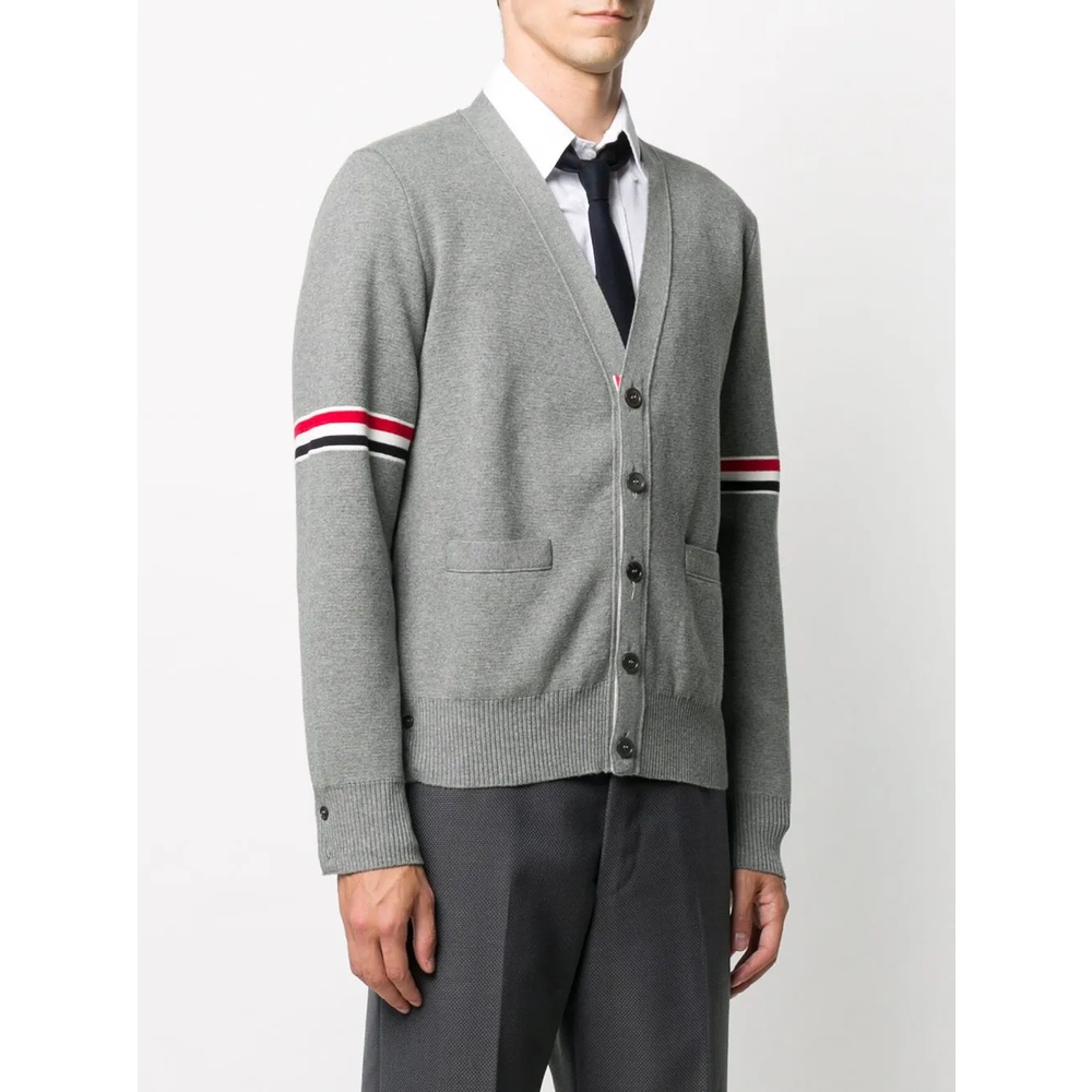 Áo khoác Cardigan nam nữ dệt kim Thom Brow.ne 8835 chất vải len da thiết kế tay áo kẻ vạch cổ áo tim cực sang trọng