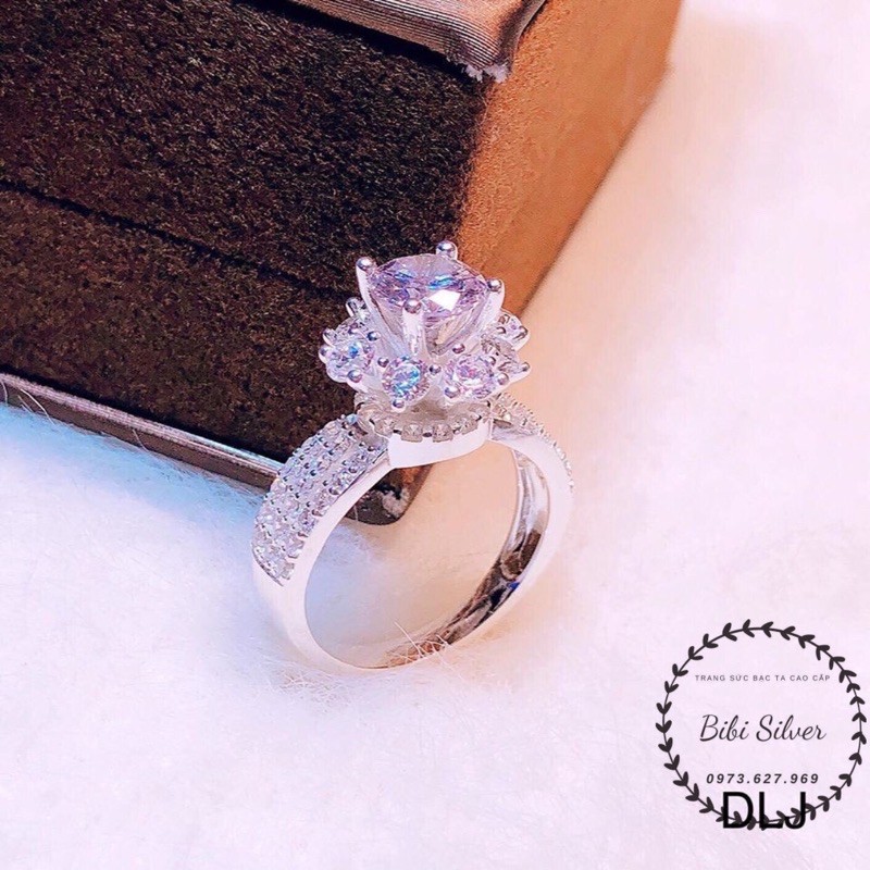 Nhẫn nữ bạc đẹp đính đá cao sang trọng - Nhẫn bạc Bibi ( nhẫn có 3 size 16mm-17mm-18mm)