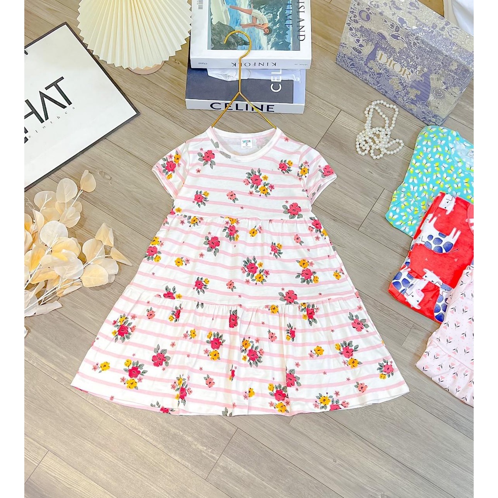 [Rẻ vô địch] Váy đại cotton bozip Lynhkids bé gái siêu xinh từ 19-35kg