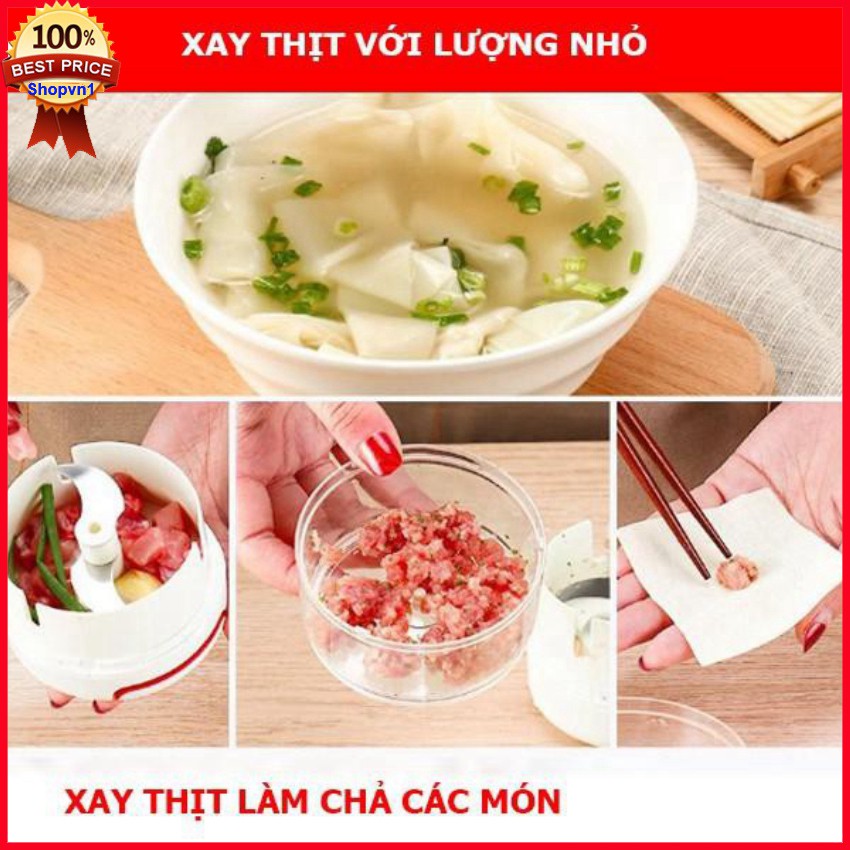 Dụng Cụ Xay Tỏi Ớt Mini Cầm Tay - Máy Xay Hành Tỏi Ớt, Thịt Cá... Kéo Dây Bằng Tay Dễ Dàng, Nhanh Chóng, Tiện Dụng