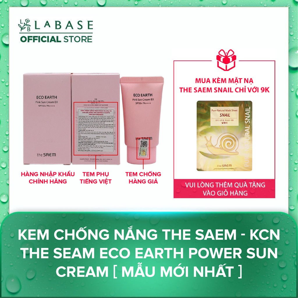 Kem Chống Nắng The Saem - Kcn The Seam Eco Earth Power Sun Cream 50g [ MẪU MỚI NHẤT ]