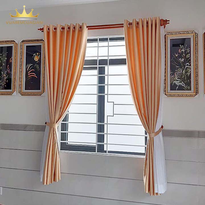 Rèm cửa sổ màu vàng kem, rèm cửa chính treo tường trang trí decor VIP12 Vuaremgiasi