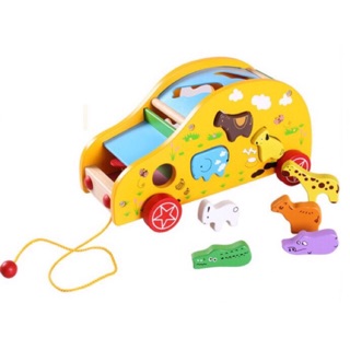 Đồ chơi xe vàng gỗ thả hình thú cho bé - món quà tuyệt vời cho bé