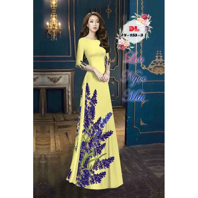 Vải áo dài hoa lavender
