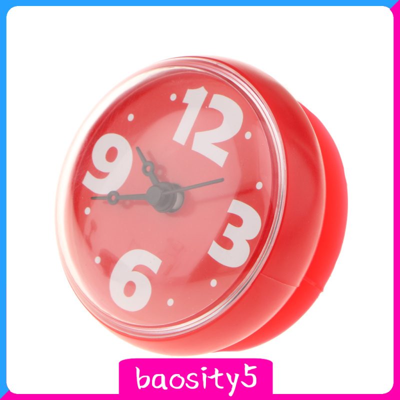 [baosity5]Shower Clock Water Resistant Bathroom Kitchen Cook Clock Wall Mounted Red