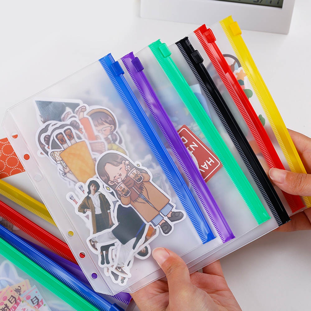 Túi Đựng Tài Liệu Khổ A5 A6 Bằng Pvc Chống Nước Có Khóa Kéo Nhiều Màu