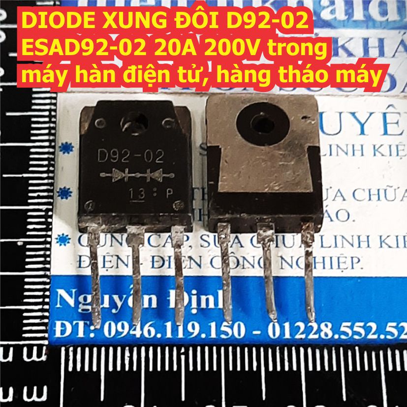 2 con DIODE XUNG ĐÔI D92-02 ESAD92-02 20A 200V trong máy hàn điện tử, hàng tháo máy kde8049