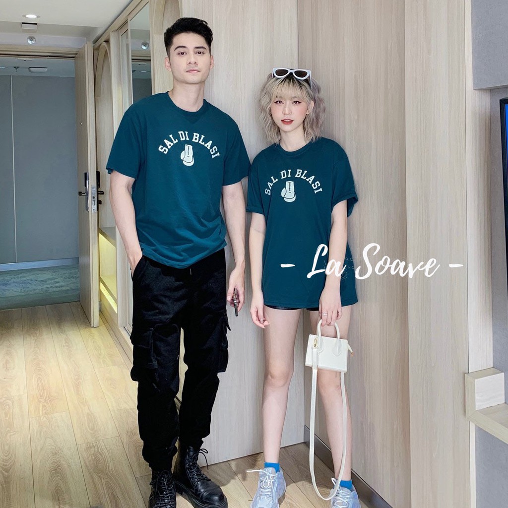 Áo thun xanh nam nữ Unisex đa họa tiết dáng Ulzzang form rộng dành cho các cặp đôi, nhóm - tình yêu nồng cháy