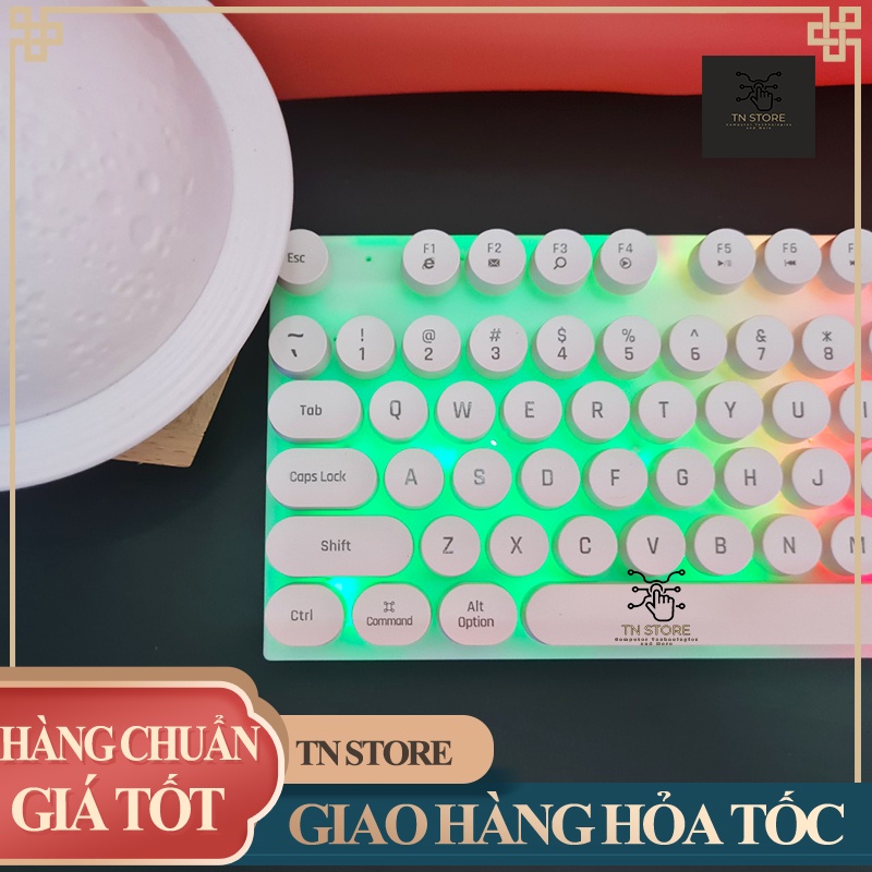 Bàn phím máy tính nút tròn giả cơ sang trọng với 2 màu đen trắng dòng gaming giá rẻ  TN Store BPNT100