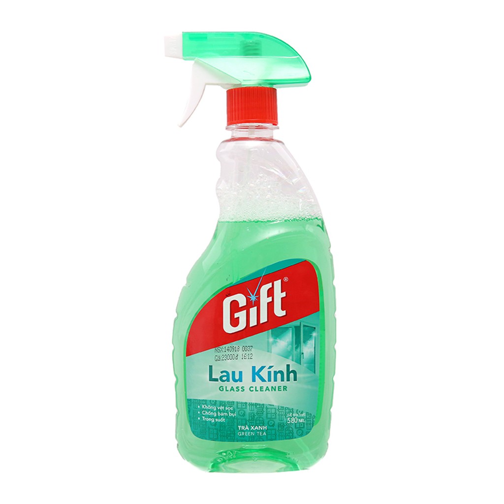 Nước Lau Kính Gift Sắc Biển và Trà Xanh Chai 580ml