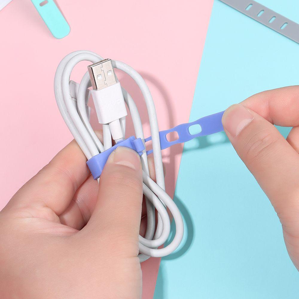 Bộ 5 Dây Quấn Dây Cáp Silicone 4 Lỗ Tiện Lợi