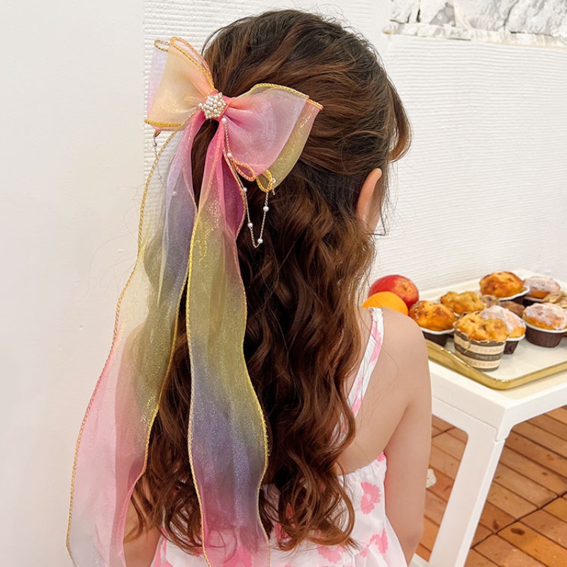 Kẹp Tóc Nơ Ruy Băng Dài Dễ Thương Cho Bé Gái