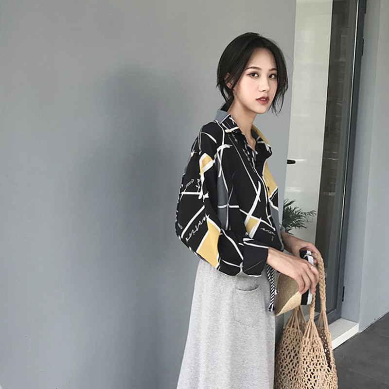 Áo Sơ Mi Nữ Tay Dài Dáng Rộng Họa Tiết In Theo Phong Cách Vintage | BigBuy360 - bigbuy360.vn