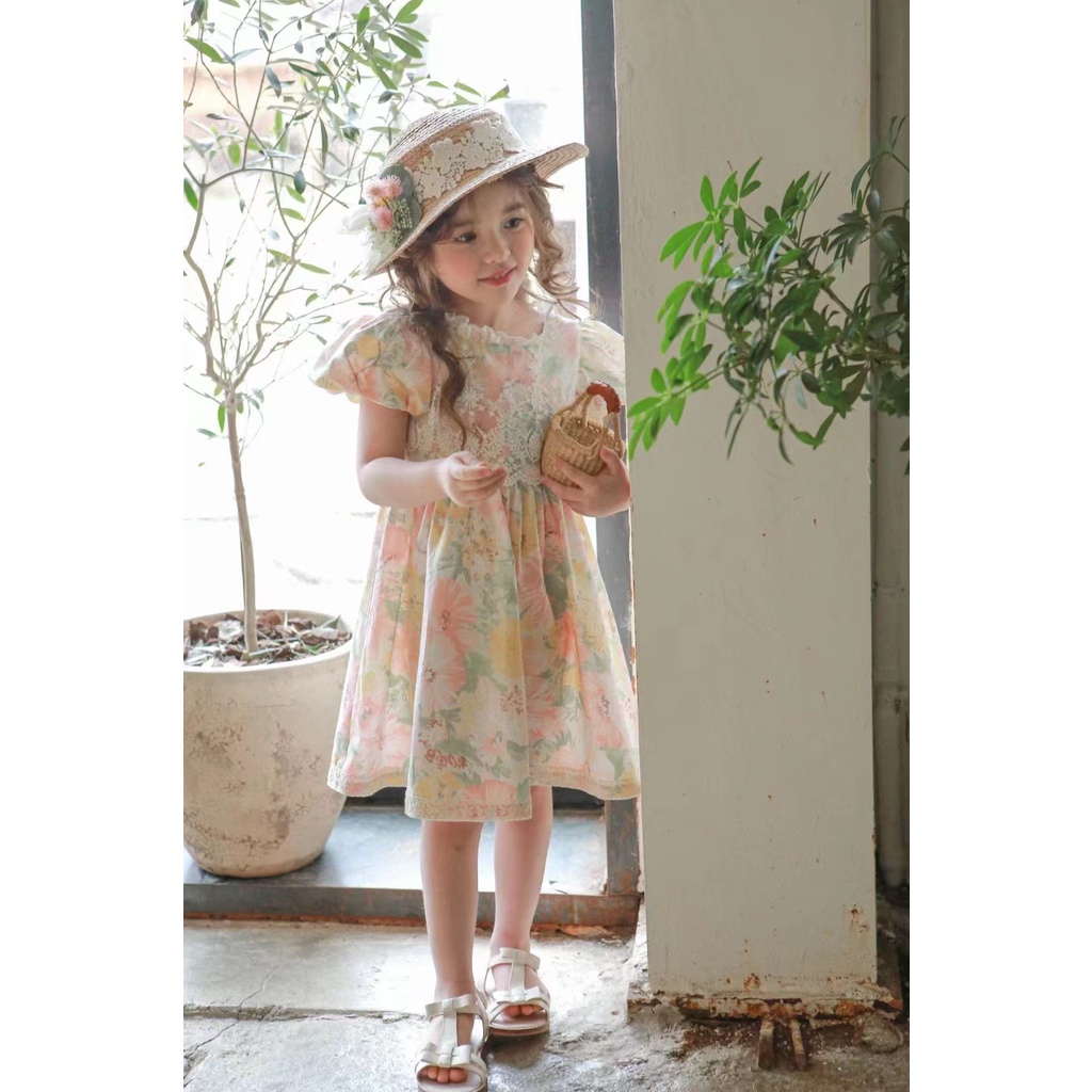 Hàng Mới Về Đầm Ren Hoa Hàn Quốc Mùa Hè 2022 Cho Bé Gái