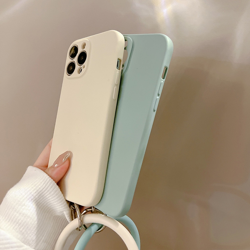 Ốp Điện Thoại Silicon Dẻo Kèm Giá Đỡ Nhẫn &amp; Dây Xích Cho Iphone 11 8 7 Plus SE2 XS XR 12 13 Mini PRO MAX