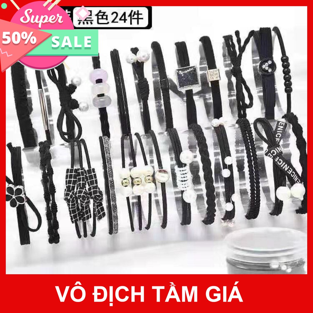 Set 24 dây thun cột tóc đơn giản phong cách Hàn Quốc  chuyên sỉ sll mua ngay giảm giá 50% cho khách hàng