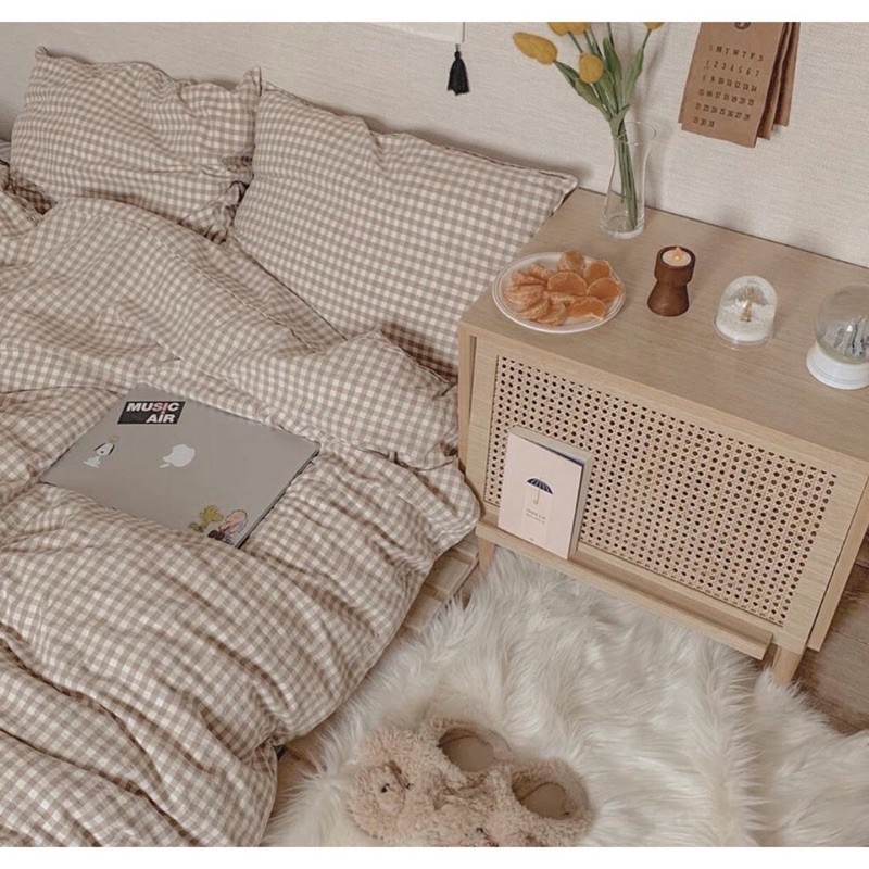 Bộ Chăn Ga Gối 5 món Cotton Poly kẻ nhập khẩu hàn quốc(tặng vỏ ôm) | BigBuy360 - bigbuy360.vn