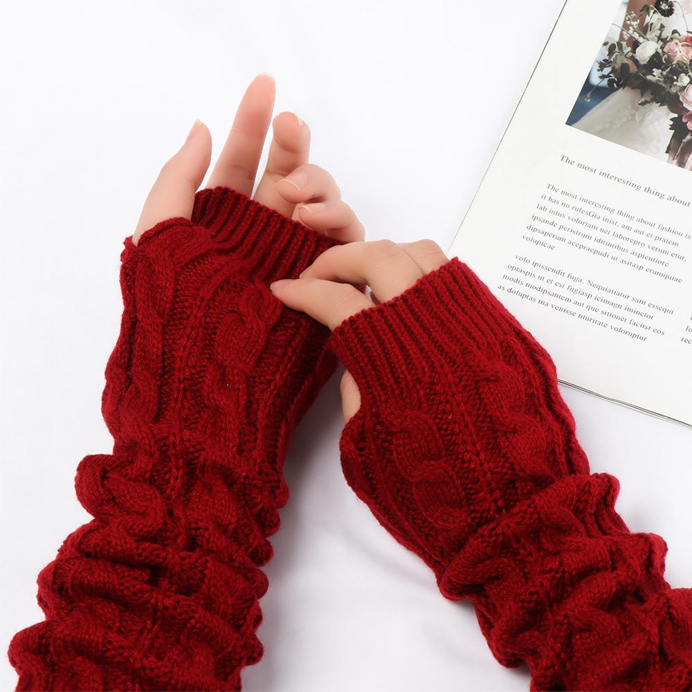 Găng Tay Dài Hở Ngón Giữ Ấm Thời Trang