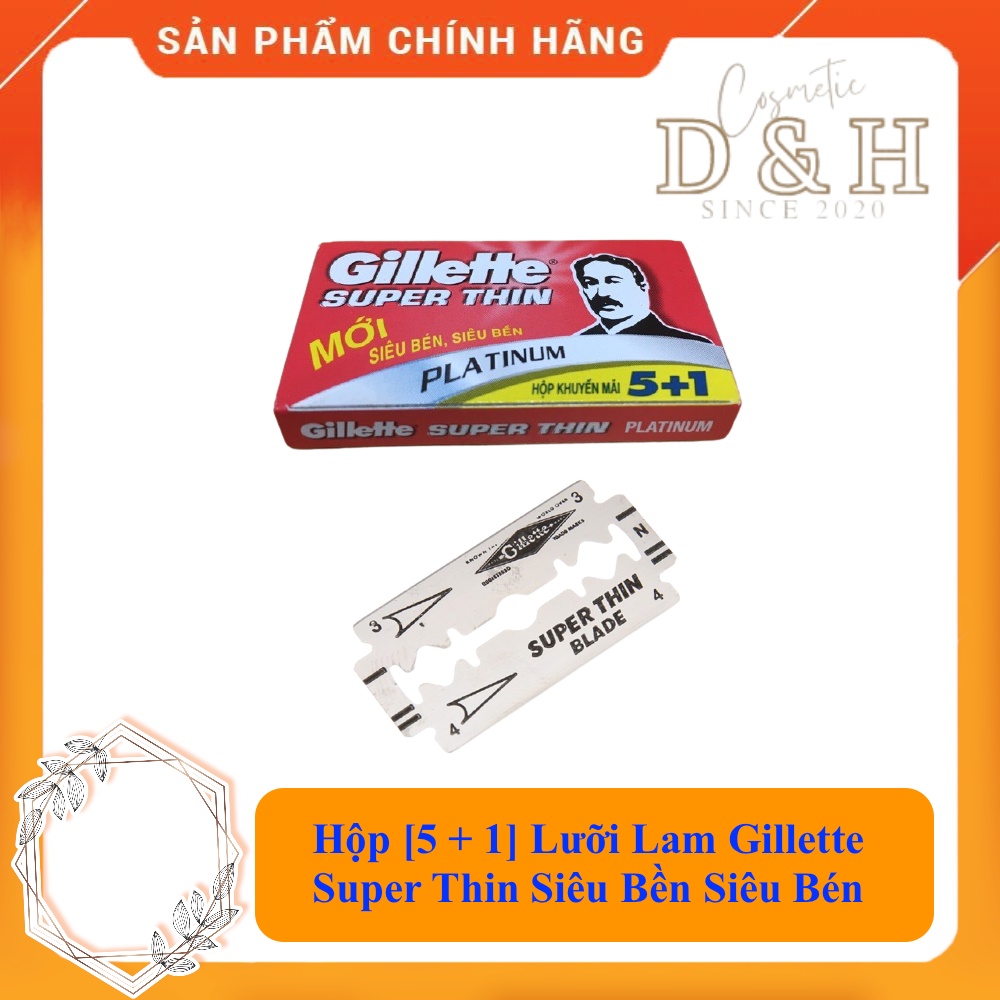 Hộp [5 + 1] Lưỡi Lam Gillette Super Thin Siêu Bền Siêu Bén