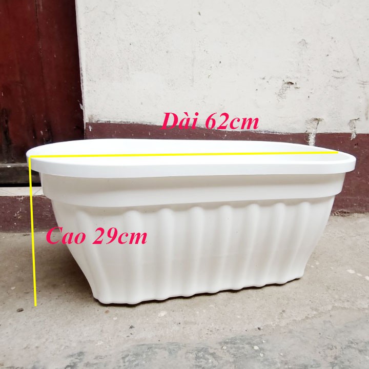 Chậu Kẹp Lan Can Ban Công OVAL Không Cần Giá Treo Trồng Hoa Rau Cây Cảnh Size Lớn 62Cm Nhựa Dầy Đẹp Rất Sang Trọng