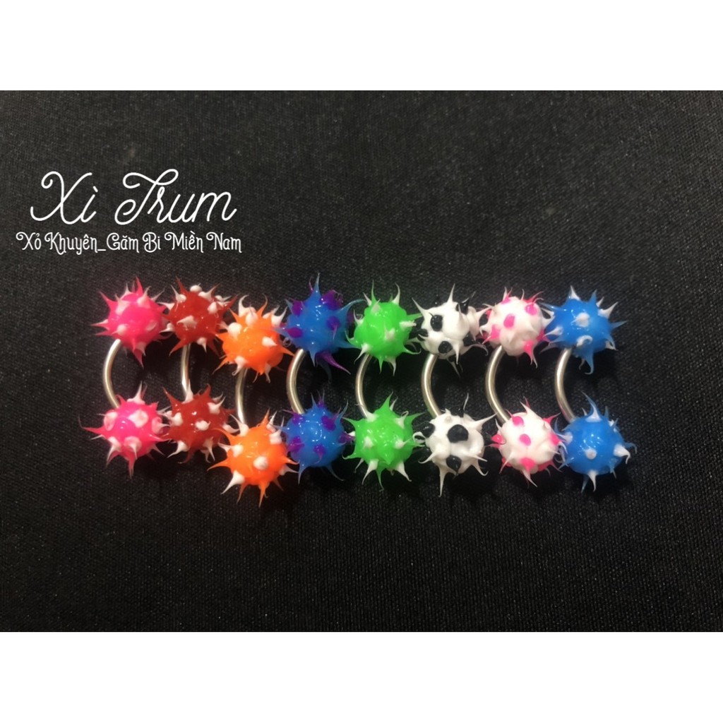1 Khuyên Chùy CONG 12mm 2 CAO SU NON note màu cho shop nhé