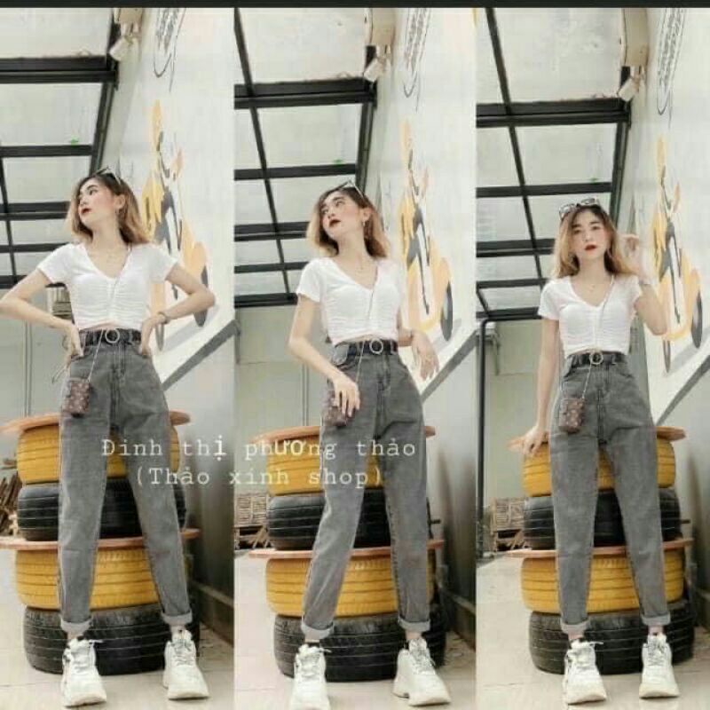 Quần Bò Nữ Dáng Baggy Túi Nắp, Quần Jean Dang Baggy Nữ  Năng Động(ảnh thật)