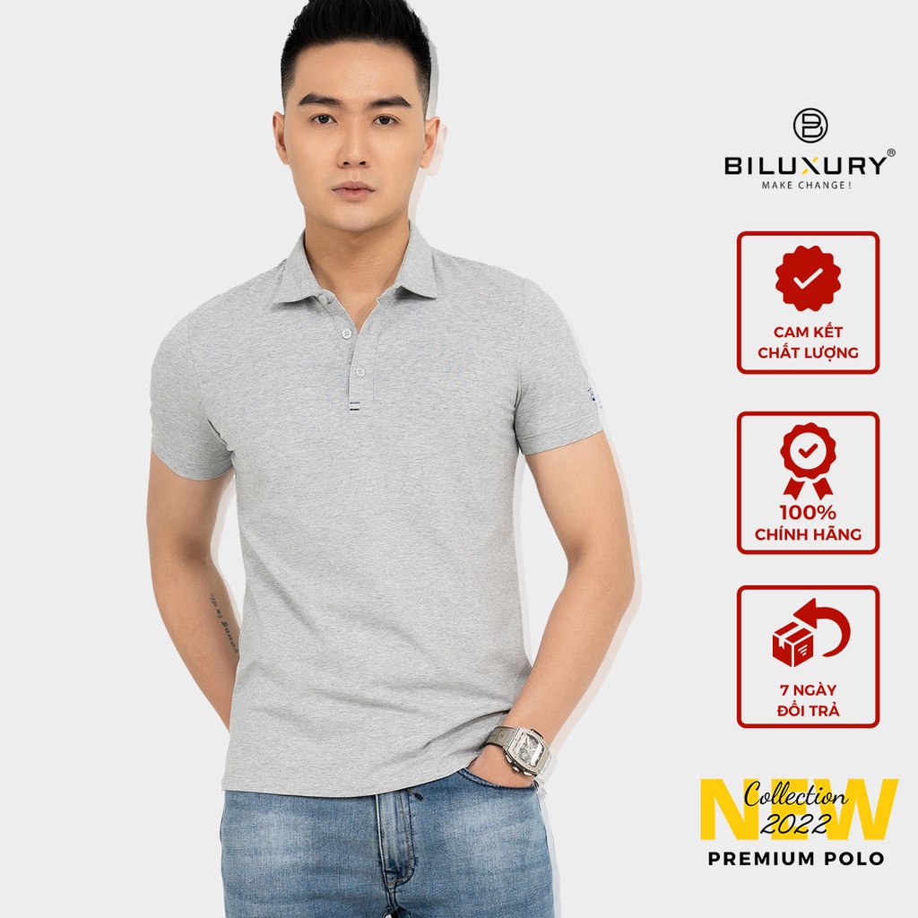 Áo polo nam Biman by Biluxury 5APCB001GHS thun có cổ công sở lịch lãm co giãn thoải mái vận động