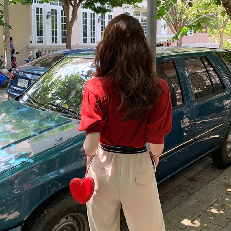 Áo nữ cổ tròn ngắn tay màu trơn thời trang