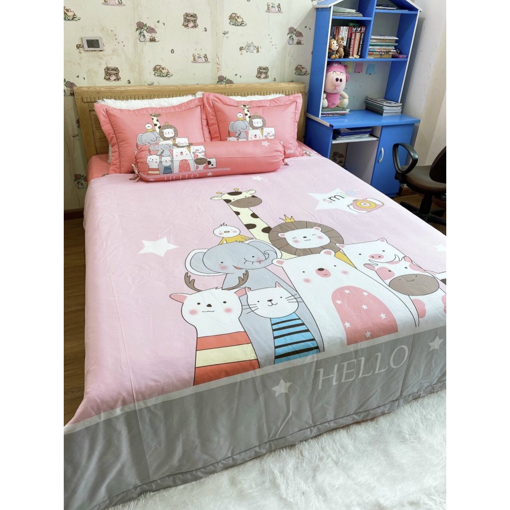 Chăn ga gối cotton 100% họa tiết in 5D sắc nét, chọn bộ ful 5 món , đủ siz 1m6 x 2m , 1m8 x 2m , 2m x 2m2