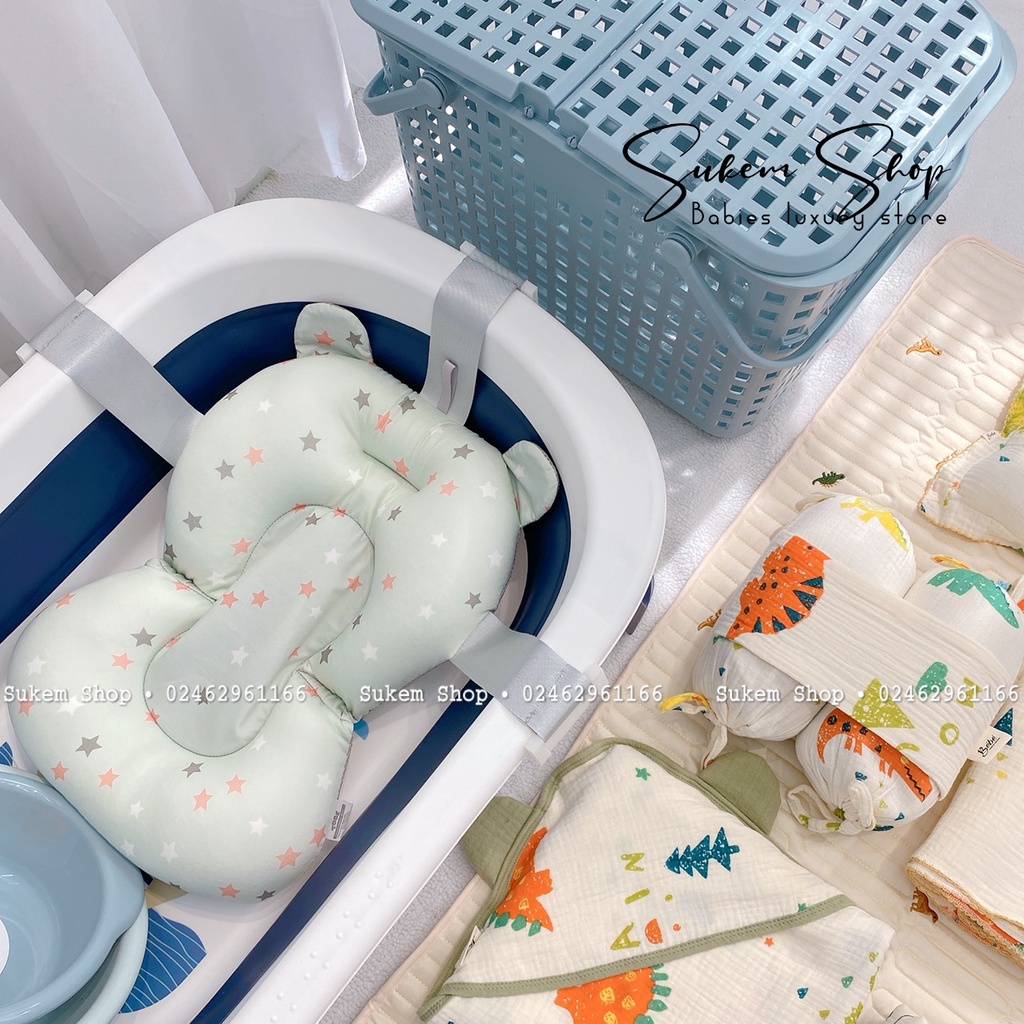 Combo Sơ Sinh Trọn Gói Tông Xanh Khủng Long Cho Bé