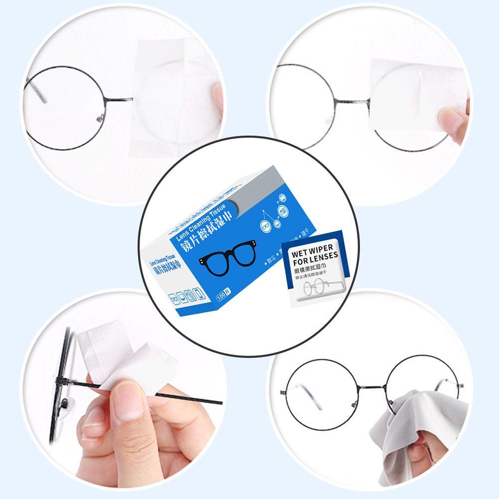 Hộp 100 khăn ướt lau mắt kính A6L0 chống sương mù dùng một lần U9S4